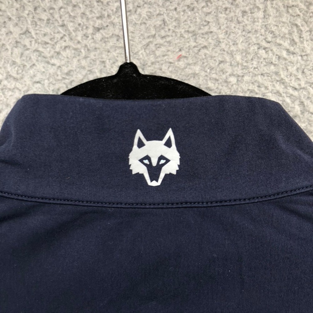 Greyson Quarter Zip Pullover Mens Large Navy Blue Wolf Logo Stretch Golf Top - Picture 5 of 9